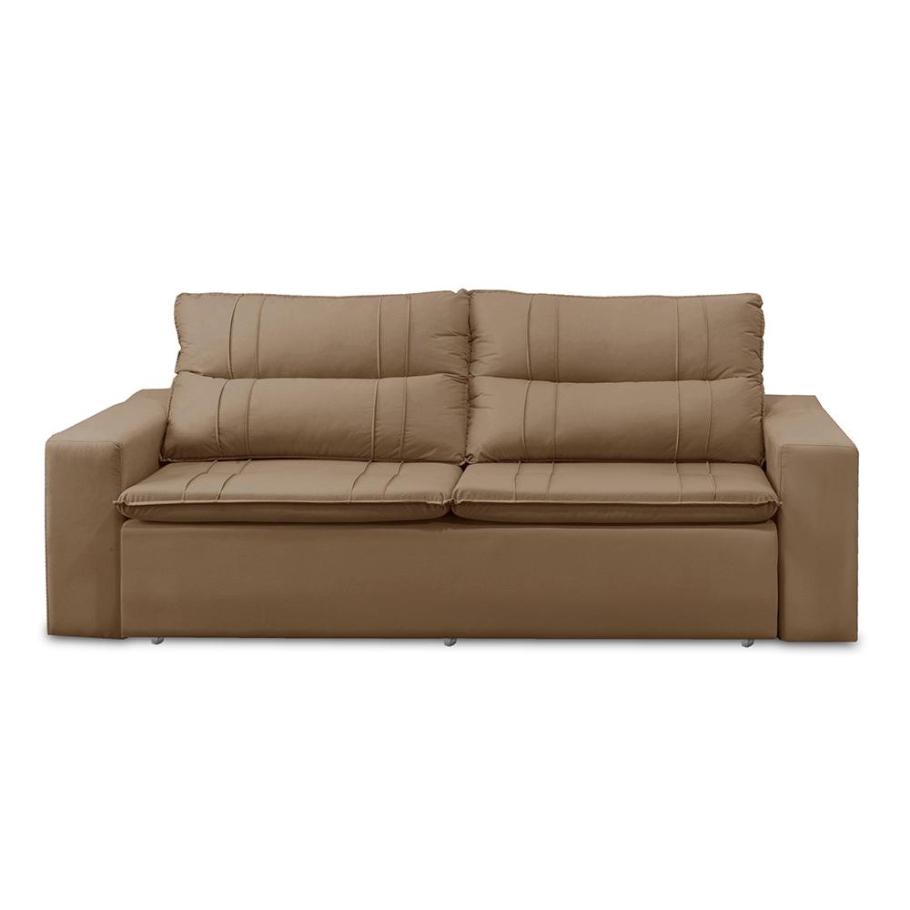 Sofá Retrátil e Reclinável 3 lugares com Molas 1,80m Ester Suede Cappuccino Adonai Estofados