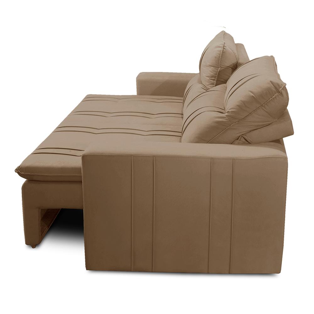 Sofá Retrátil e Reclinável 3 lugares com Molas 1,80m Ester Suede Cappuccino Adonai Estofados
