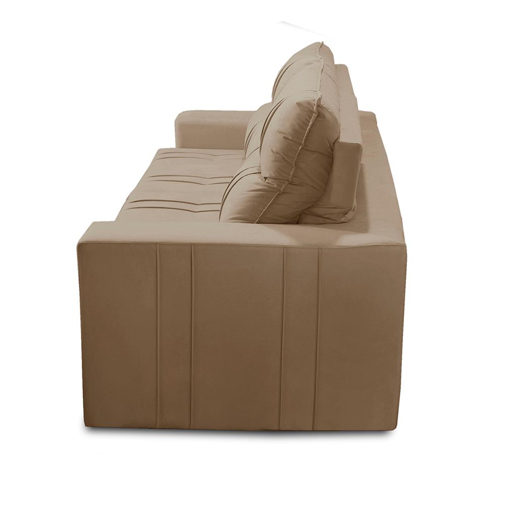 Sofá Retrátil e Reclinável 3 lugares com Molas 1,80m Ester Suede Cappuccino Adonai Estofados