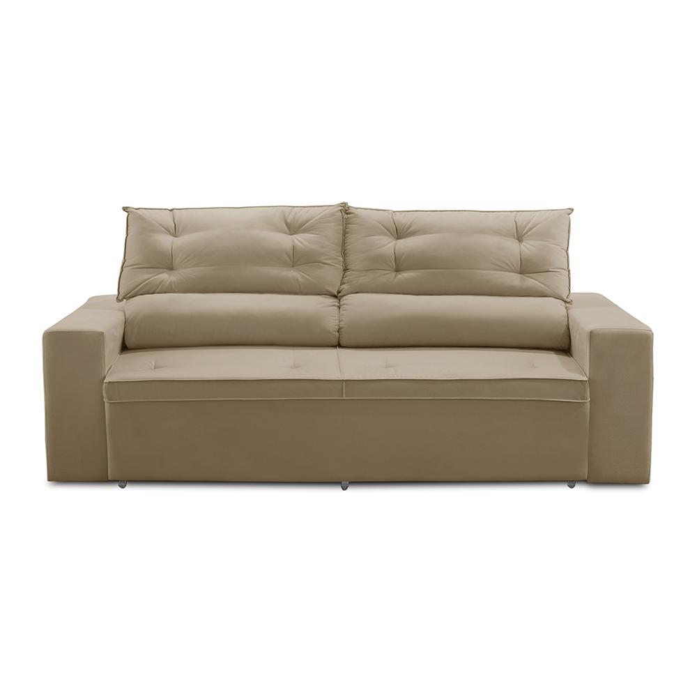Sofá Retrátil e Reclinável 3 lugares com Molas 1,80m Lais Suede Bege Adonai Estofados
