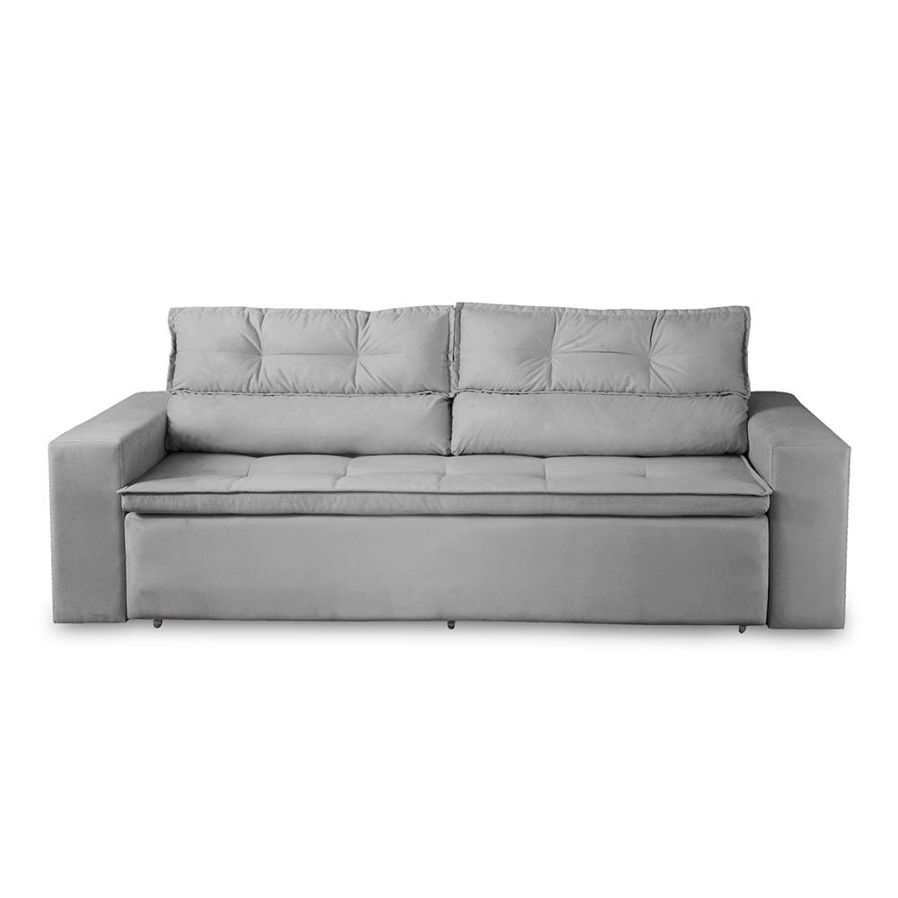 Sofá Retrátil e Reclinável 3 lugares com Molas 1,80m Vegas Suede Cinza Adonai Estofados