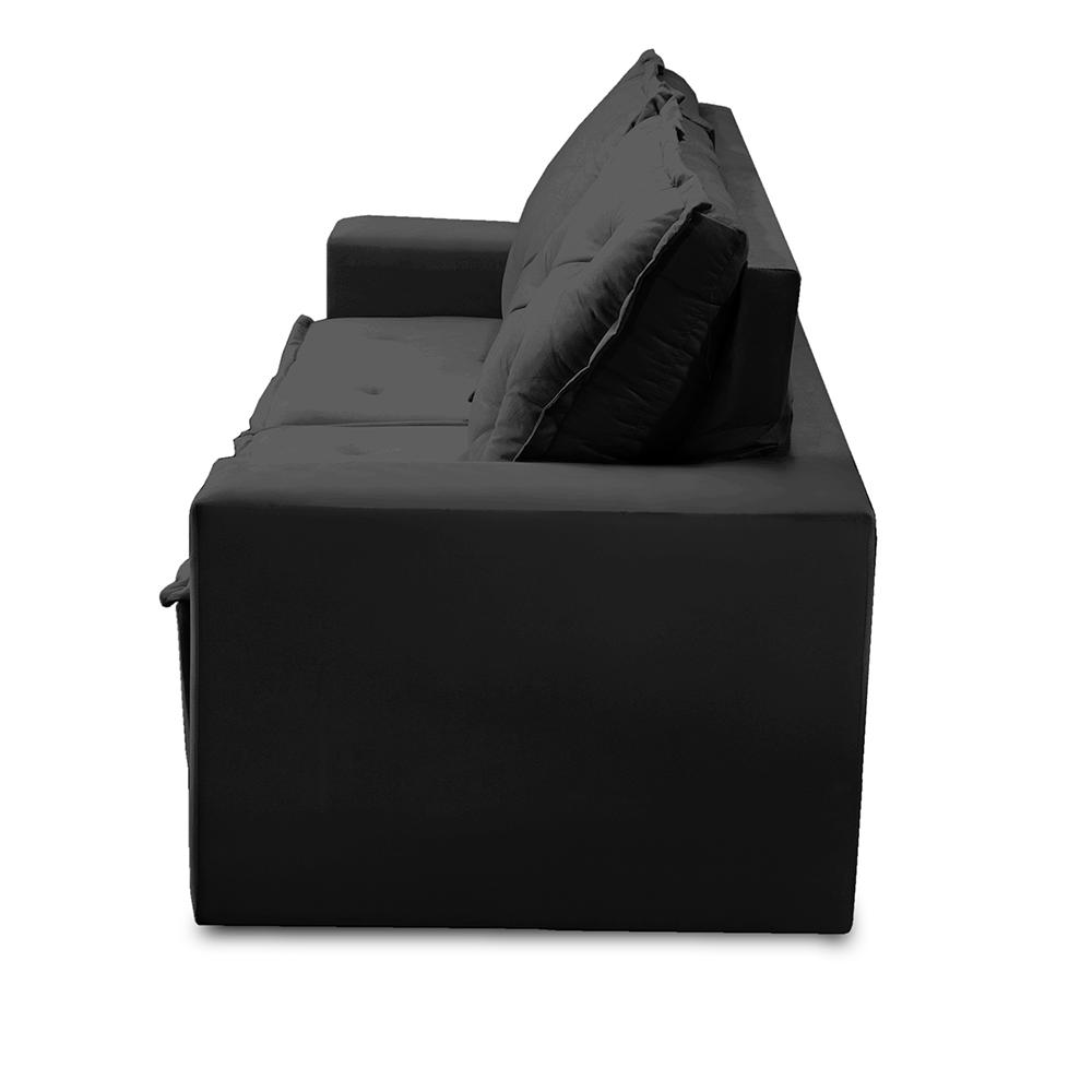 Sofá Retrátil e Reclinável 3 lugares com Molas 2,00m Ana Suede Preto Adonai Estofados