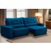 Sofá Retrátil e Reclinável 3 lugares com Molas 2,00m Livia Suede Azul Adonai Estofados
