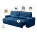 Sofá Retrátil e Reclinável 3 lugares com Molas 2,00m Livia Suede Azul Adonai Estofados