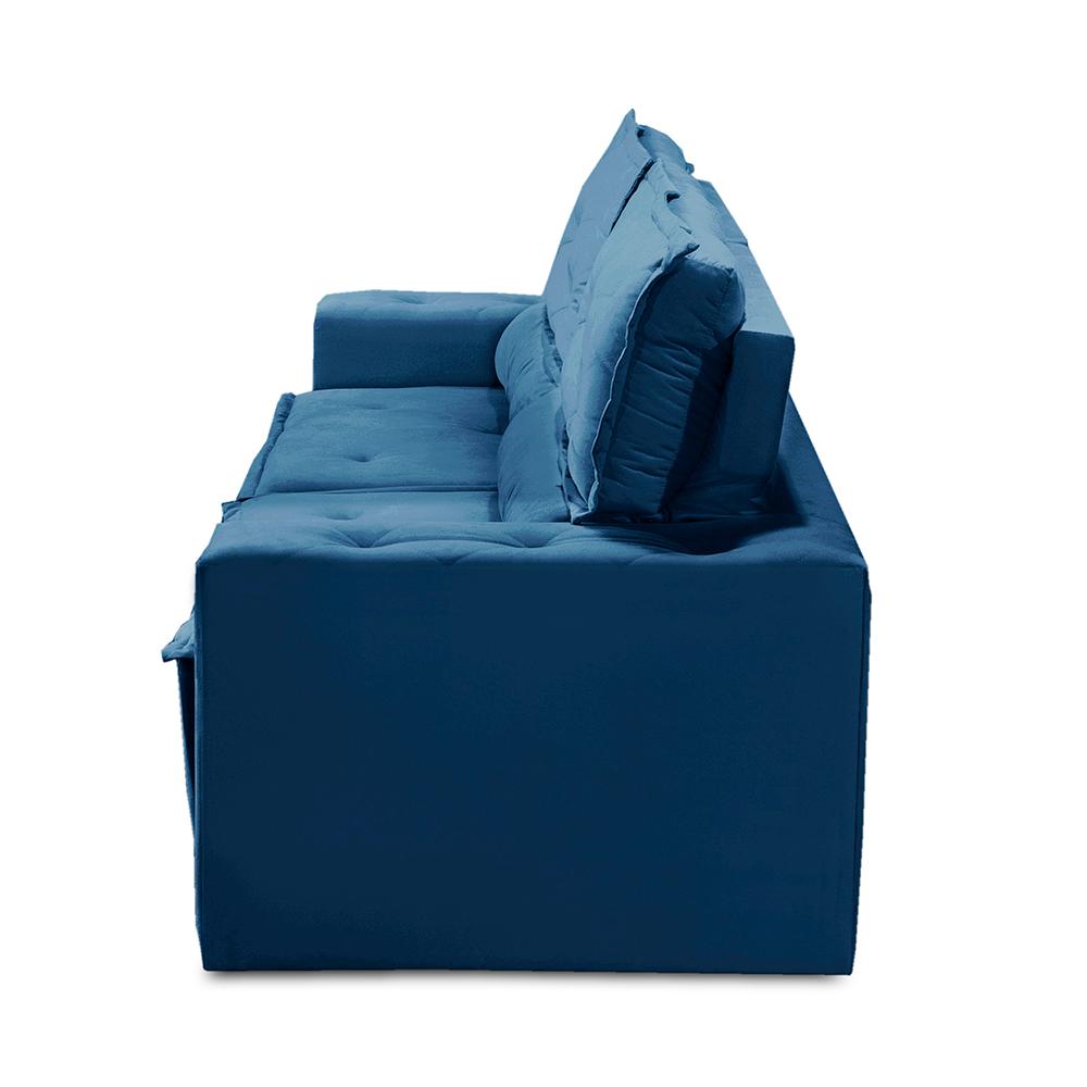 Sofá Retrátil e Reclinável 3 lugares com Molas 2,00m Livia Suede Azul Adonai Estofados