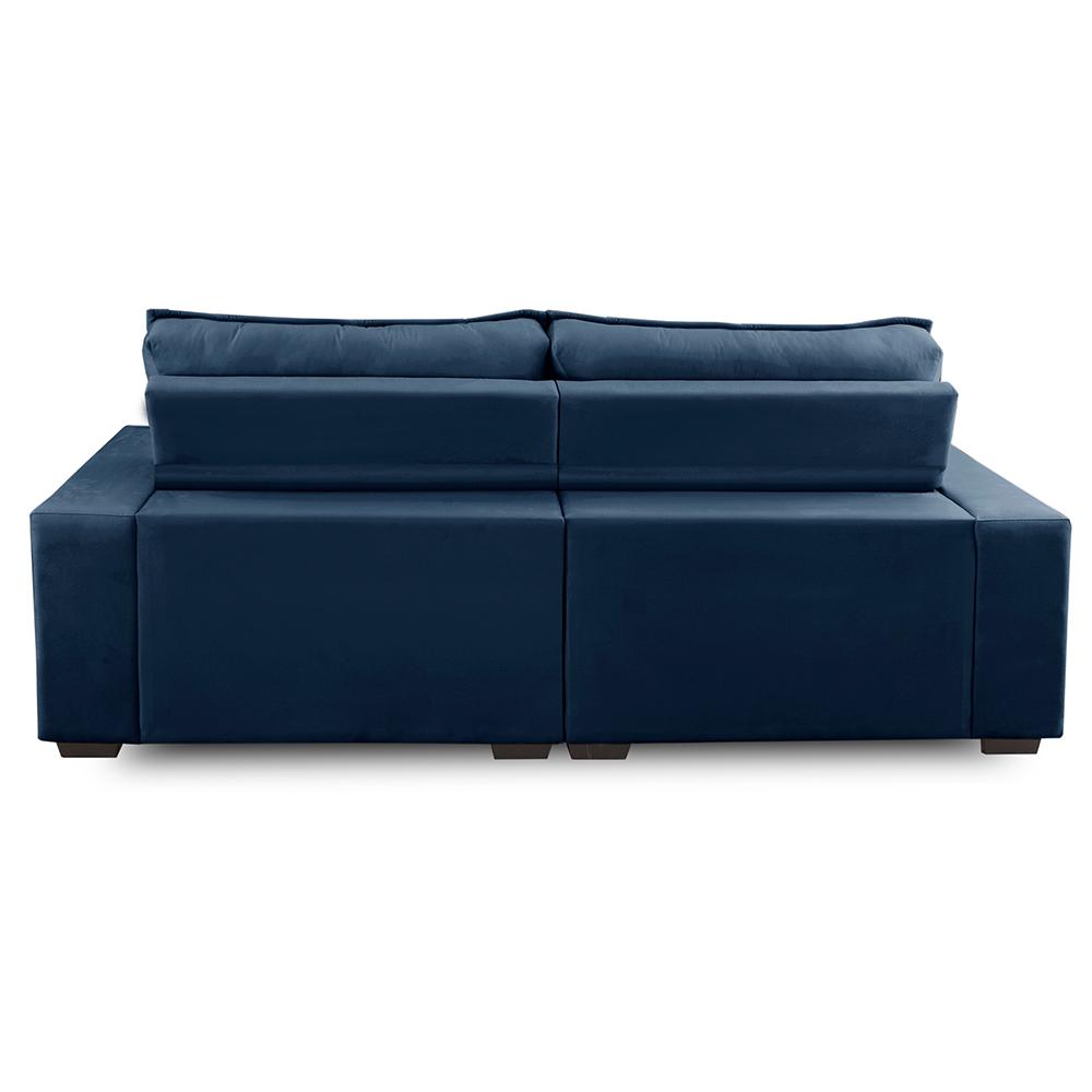 Sofá Retrátil e Reclinável 4 Lugares com Molas 2,70m Camila Suede Azul Adonai Estofados