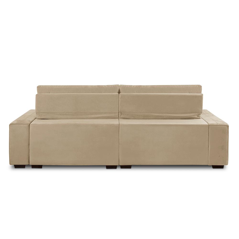 Sofá Retrátil e Reclinável 4 Lugares com Molas 2,70m Duda Suede Bege Adonai Estofados