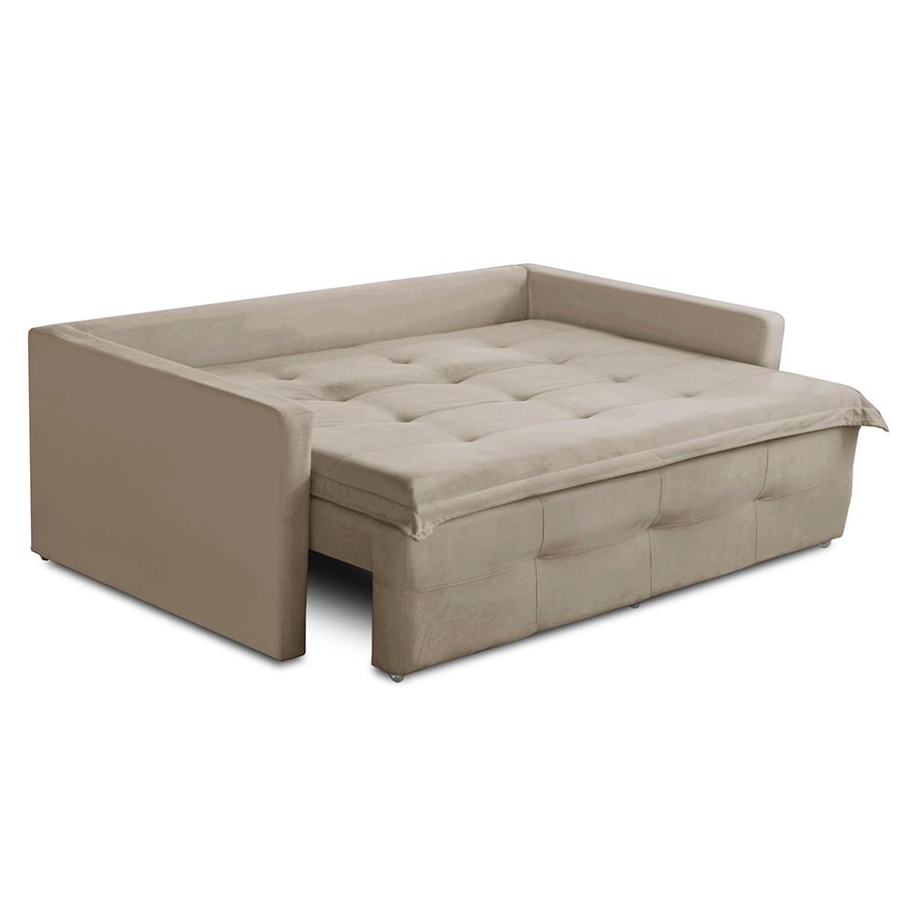 Sofá Sem Caixa Retrátil e Reclinável 1,65m com Molas Maísa Suede Cappuccino Adonai Estofados