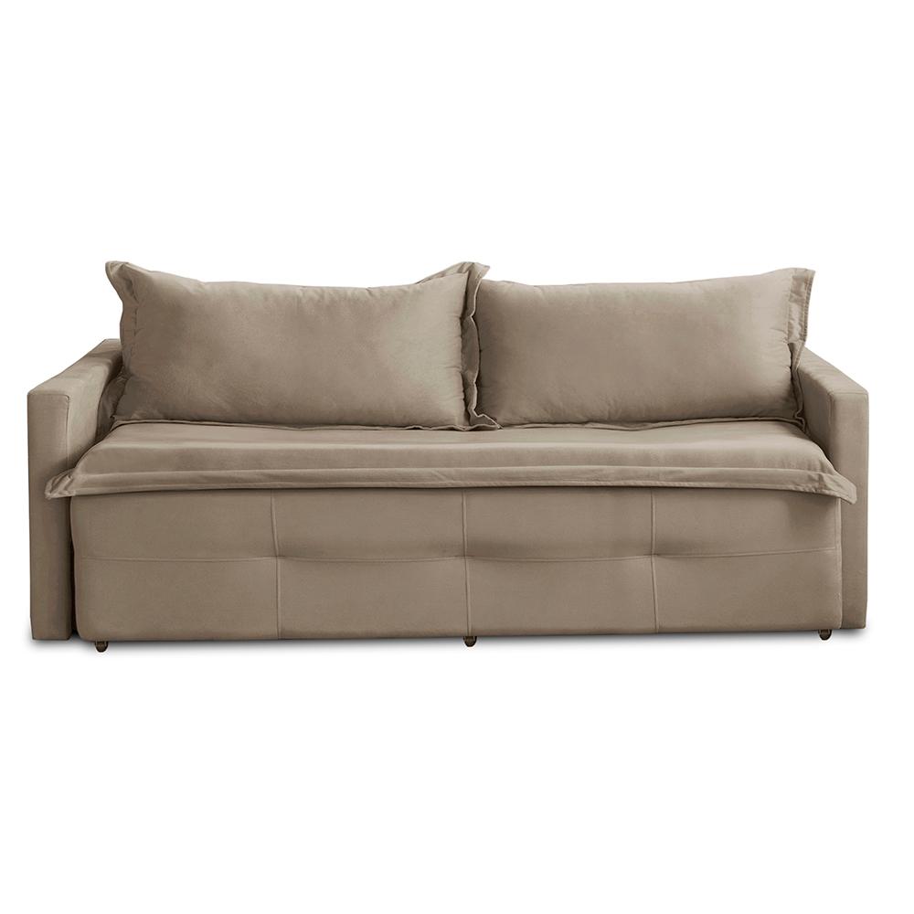 Sofá Sem Caixa Retrátil e Reclinável 1,65m com Molas Maísa Suede Cappuccino Adonai Estofados