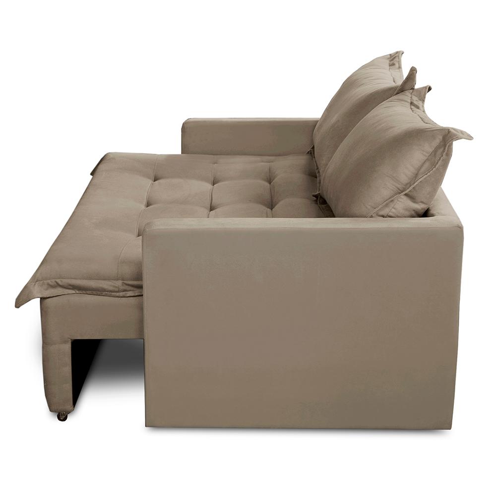 Sofá Sem Caixa Retrátil e Reclinável 1,65m com Molas Maísa Suede Cappuccino Adonai Estofados