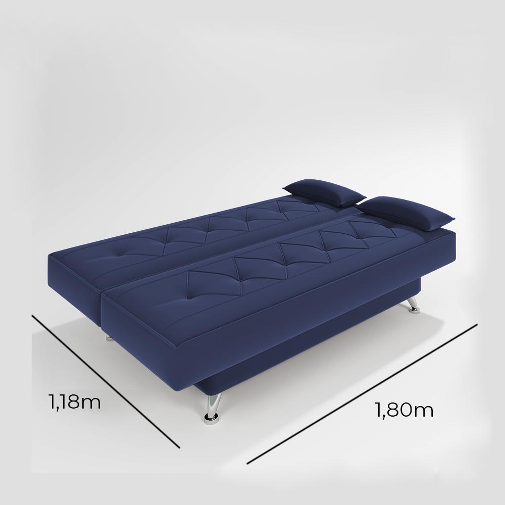 sofá cama 1,80m Íris Suede Azul Adonai Estofados