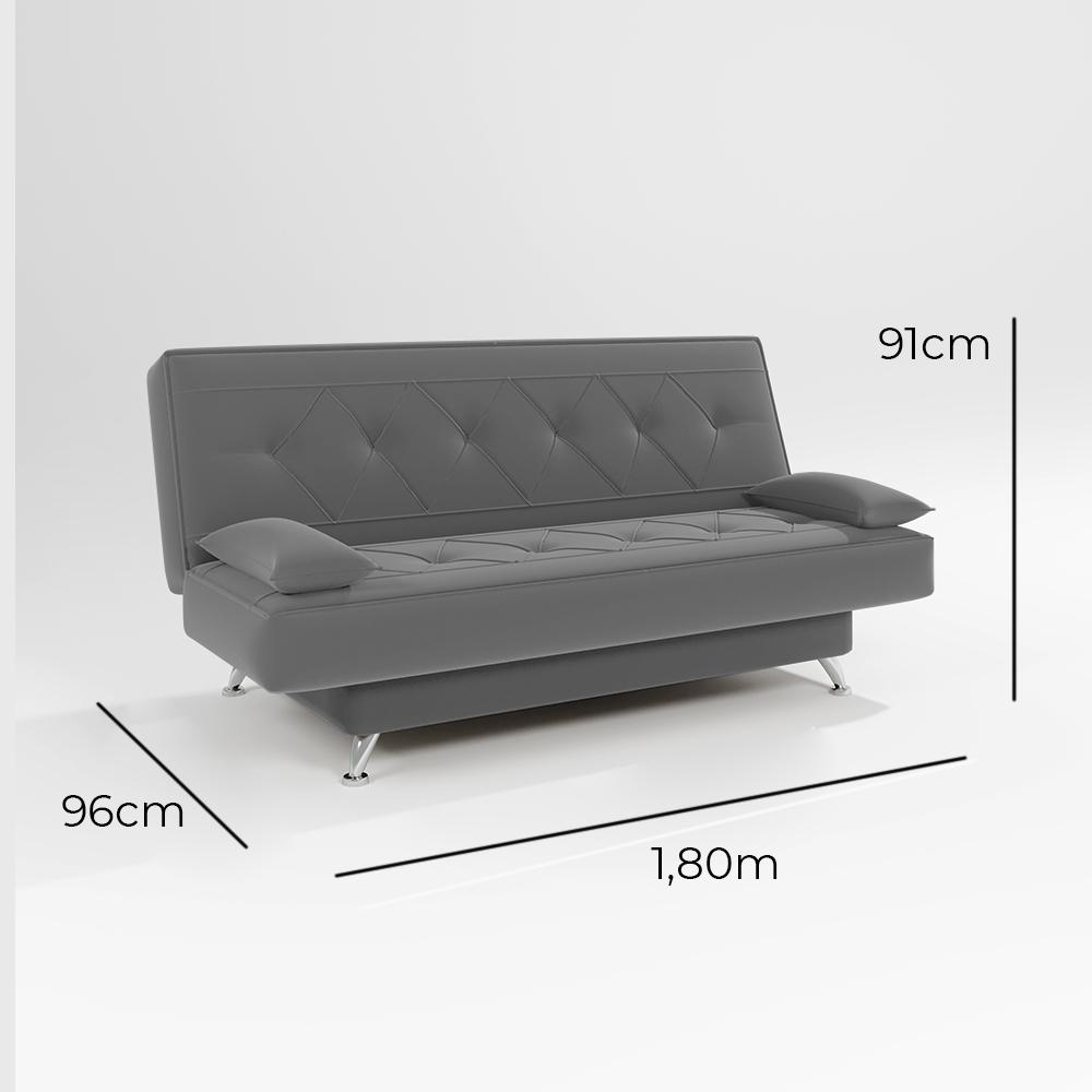 sofá cama 1,80m Íris Suede Cinza Adonai Estofados