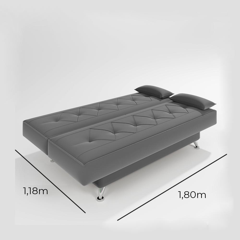 sofá cama 1,80m Íris Suede Cinza Adonai Estofados