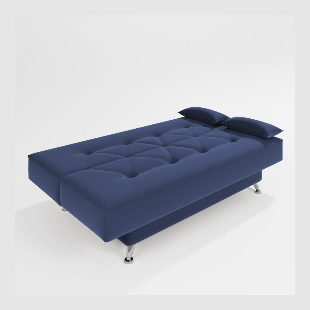 sofá cama 1,80m França Suede Azul Adonai Estofados
