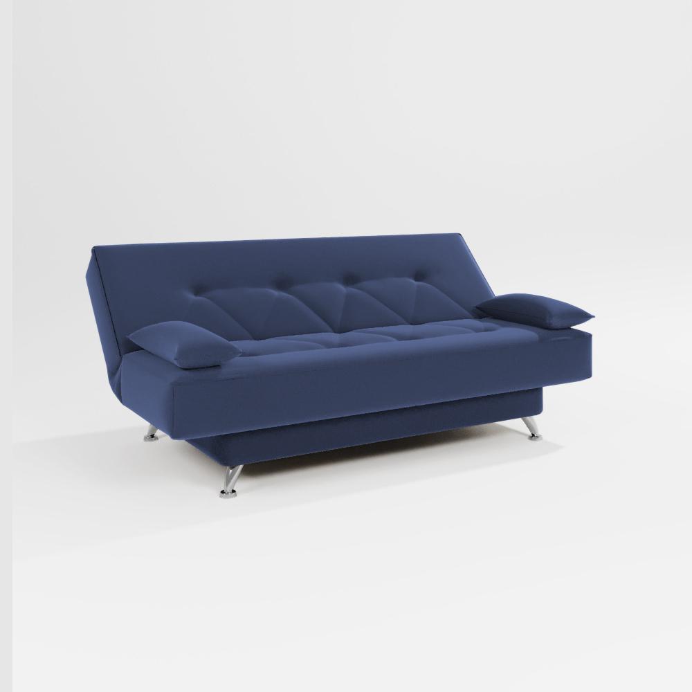 sofá cama 1,80m França Suede Azul Adonai Estofados