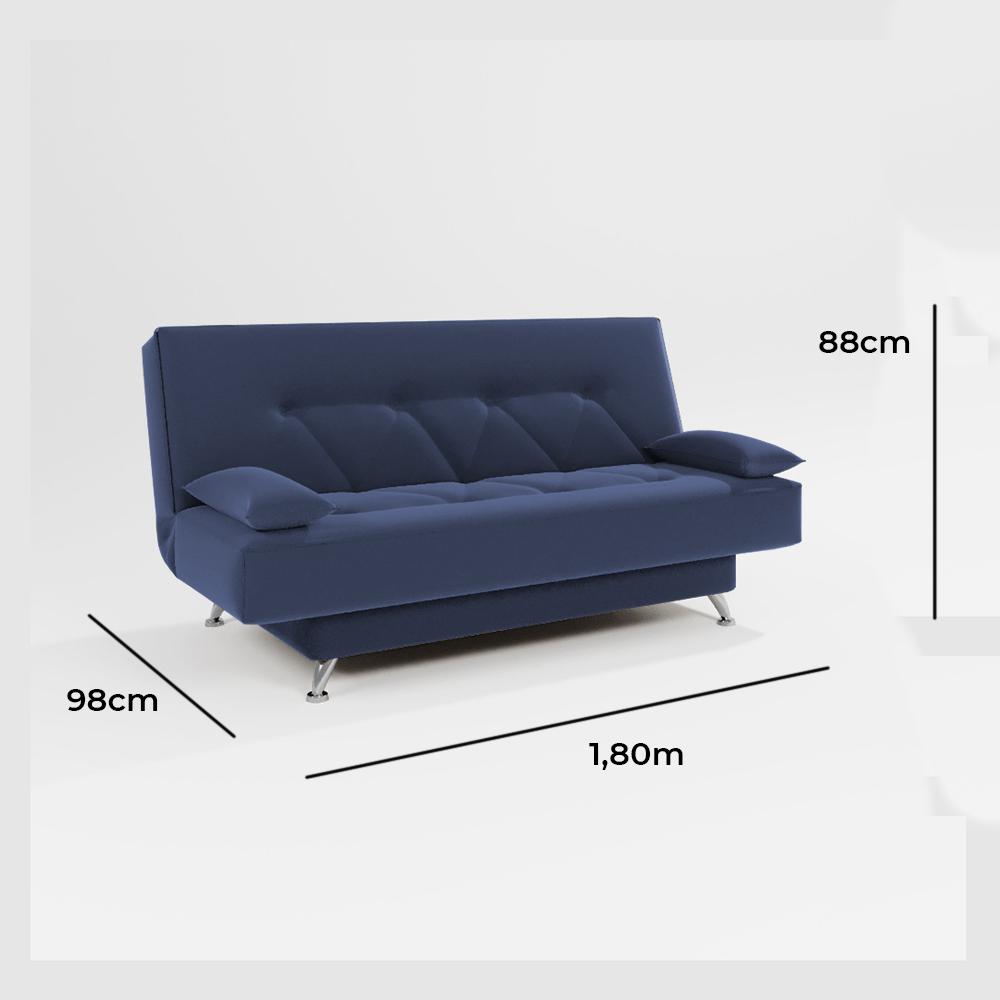 sofá cama 1,80m França Suede Azul Adonai Estofados