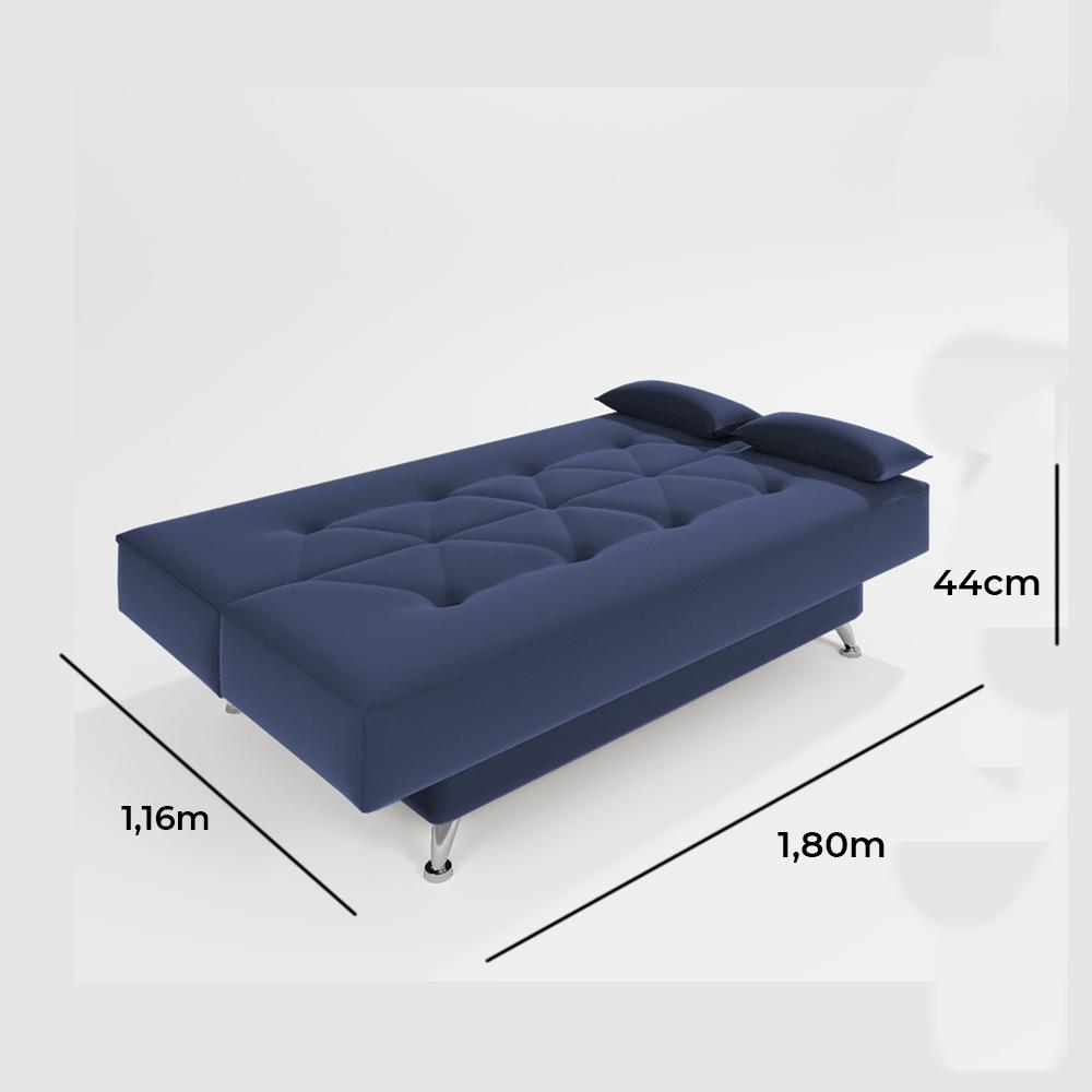 sofá cama 1,80m França Suede Azul Adonai Estofados