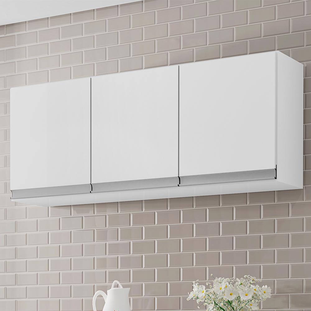 Armário Aéreo Andréia 120cm 3 Portas Branco - AJL Móveis