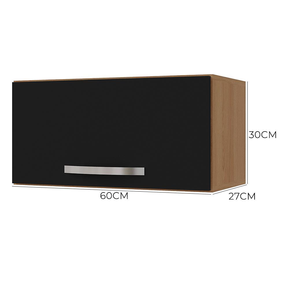 Armário Aéreo Basculante 60cm Amêndoa/Preto - AJL Móveis