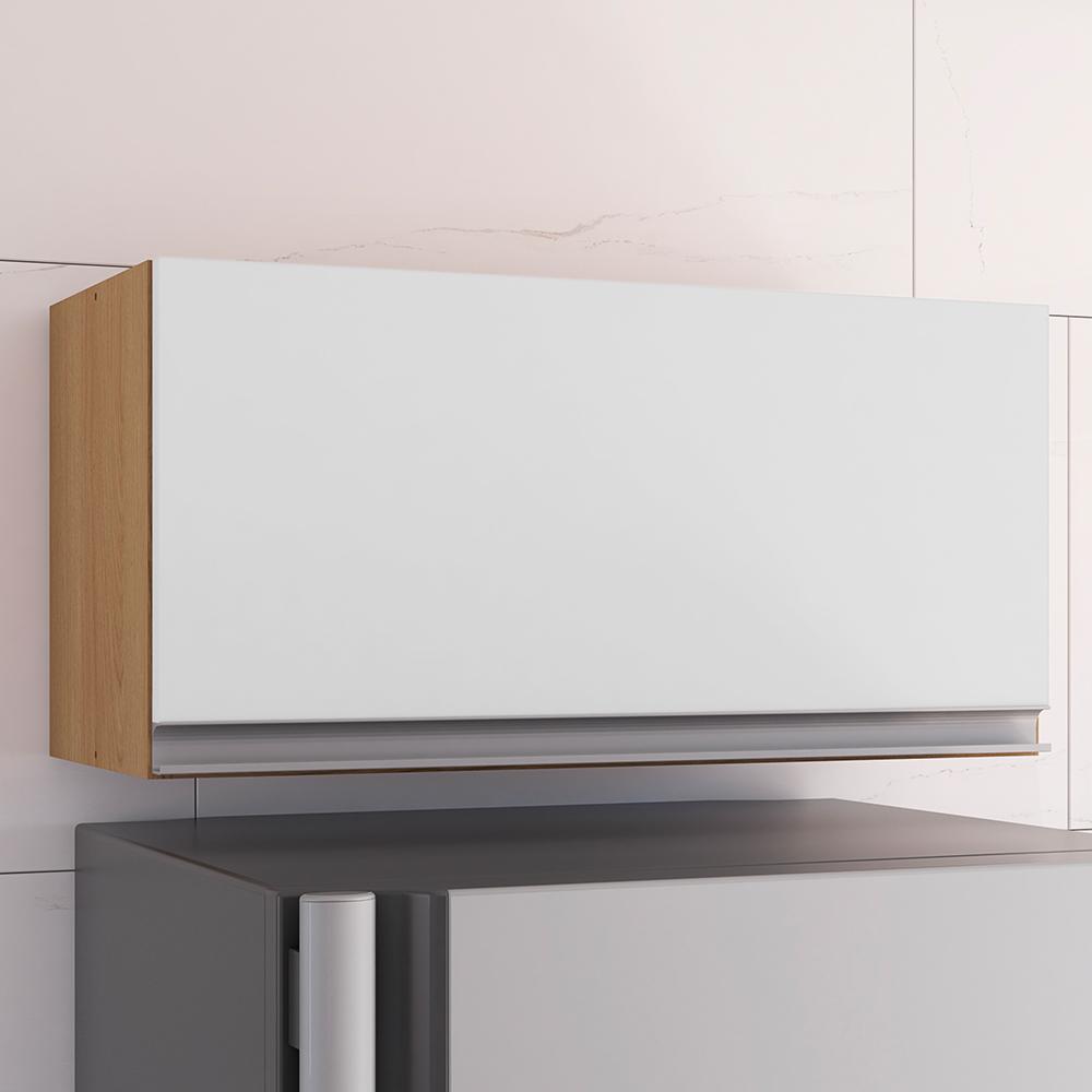 Armário Aéreo Geladeira Andréia 60cm 1 Porta Amêndoa/Branco - AJL Móveis