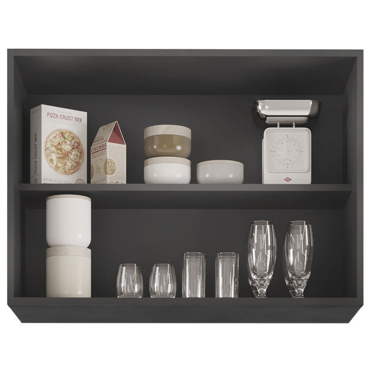 Armário de Cozinha Aéreo 80cm Com 2 Portas Andréia Cinza    - AJL Móveis