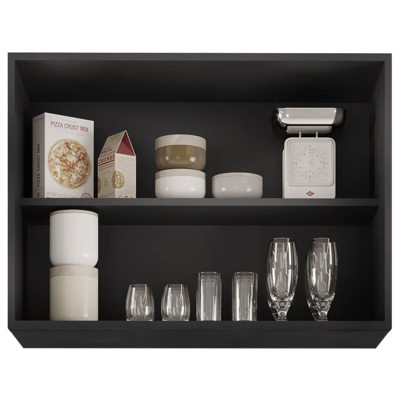 Armário de Cozinha Aéreo 80cm Com 2 Portas Andréia Preto    - AJL Móveis