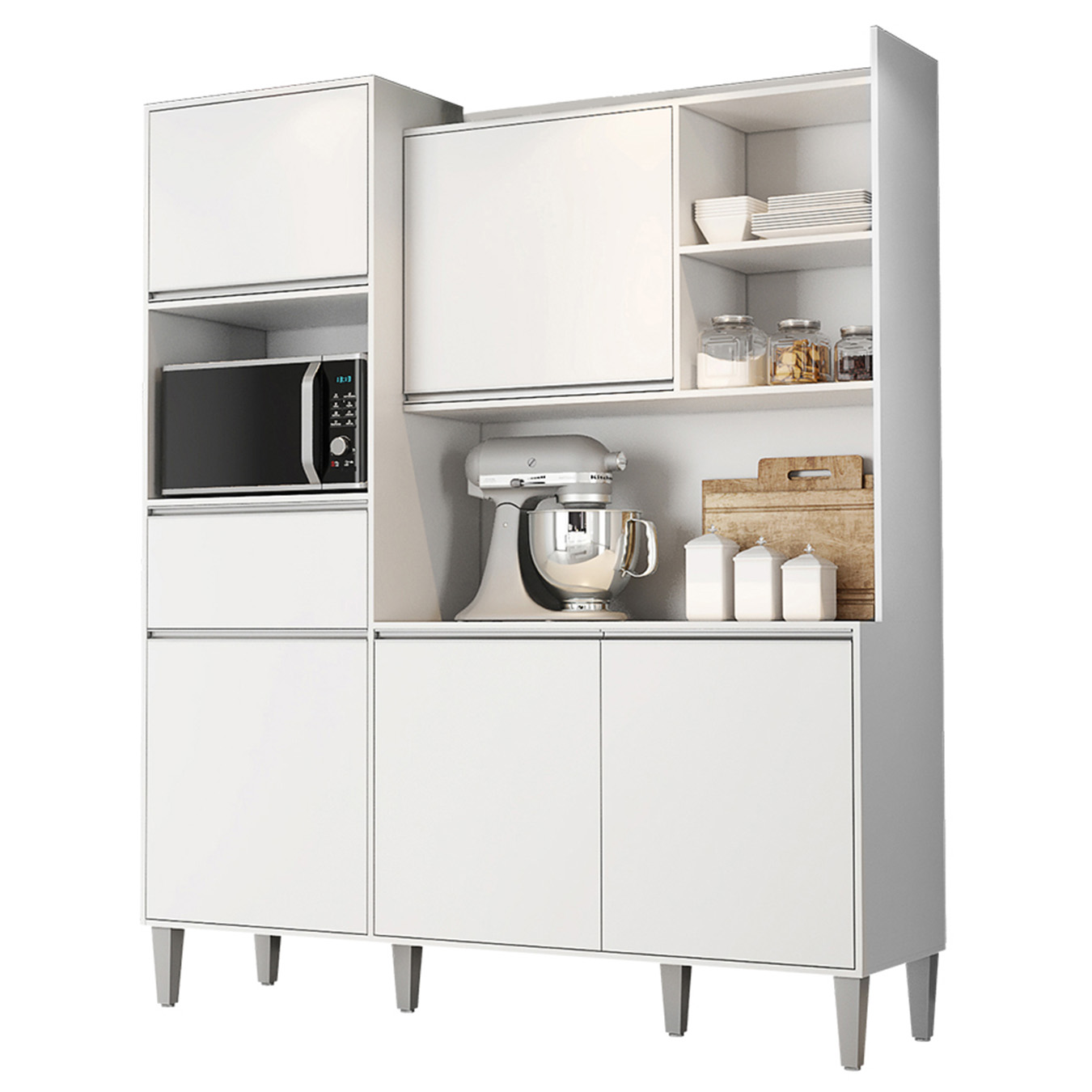 Armário de Cozinha Compacta 160cm 5 Portas Isabel Branco    - AJL Móveis