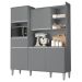 Armário de Cozinha Compacta 160cm 5 Portas Isabel Cinza     - AJL Móveis