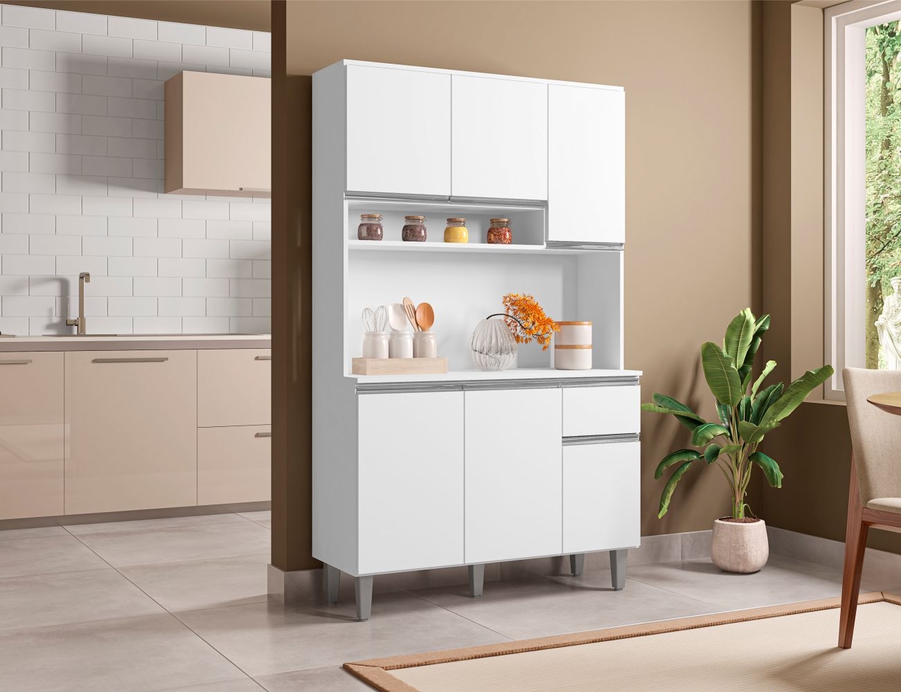 Armário de Cozinha Udine 6 Portas Branco