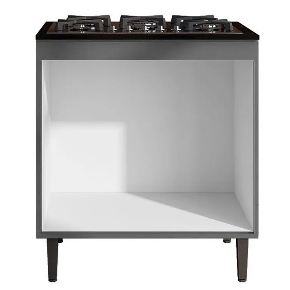Balcão Com Tampo para Cooktop 5 bocas 2 Portas Andréia Cinza- AJL Móveis