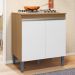 Balcão Cooktop Andréia 79cm com 2 Portas Amêndoa/Branco - AJL Móveis