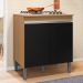 Balcão Cooktop Andréia 79cm com 2 Portas Amêndoa/Preto - AJL Móveis