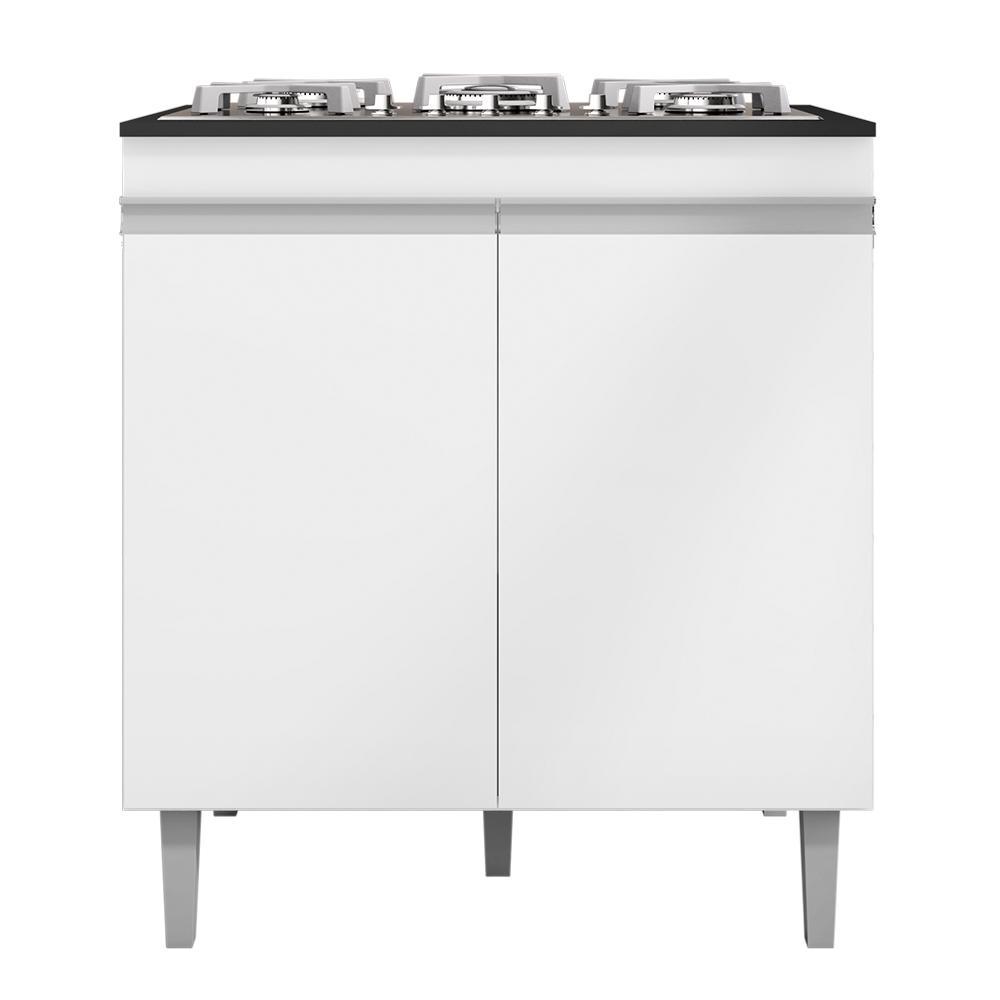 Balcão Cooktop Andréia 79cm com 2 Portas Branco - AJL Móveis