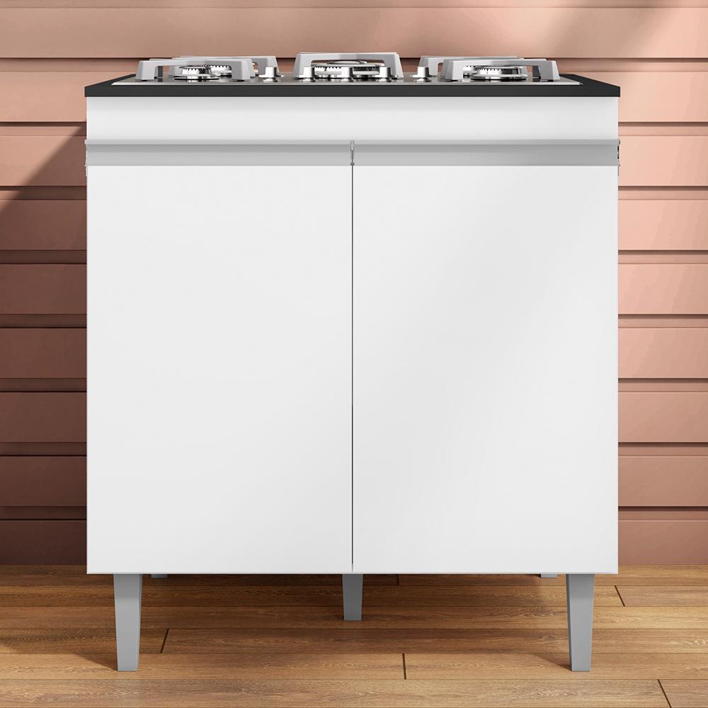 Balcão Cooktop Andréia 79cm com 2 Portas Branco - AJL Móveis