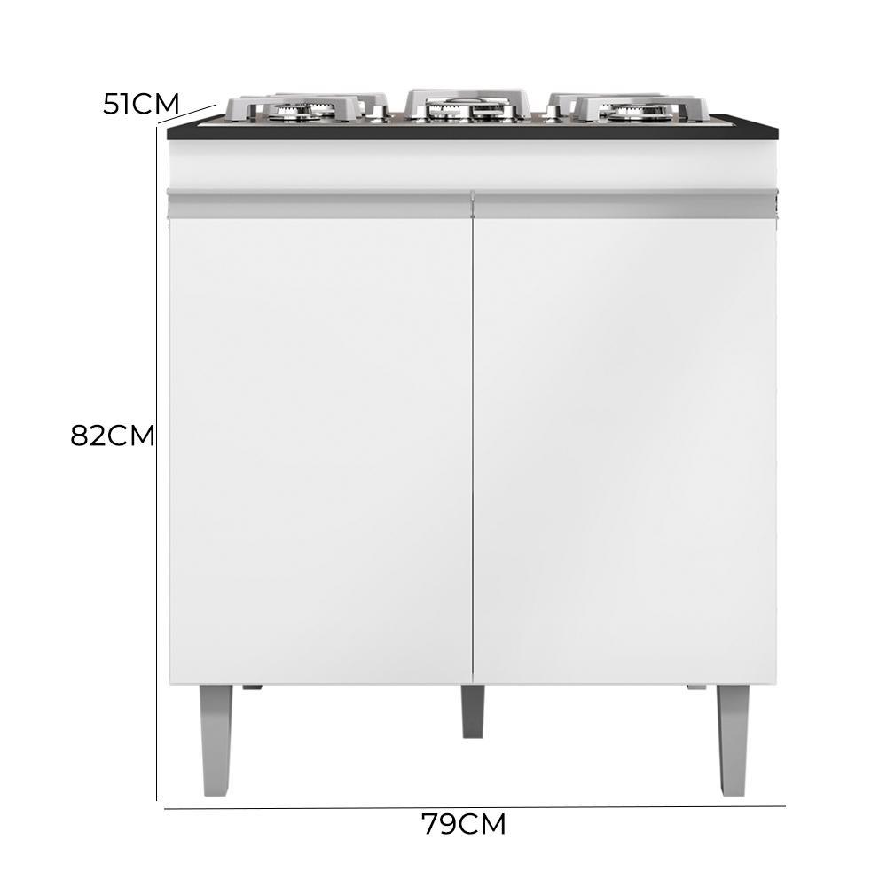 Balcão Cooktop Andréia 79cm com 2 Portas Branco - AJL Móveis