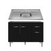Balcão Gabinete Com Pia Inox 120cm 3 Portas e 1 Gaveta Gabriela Preto - AJL Móveis