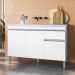 Balcão Gabinete Com Pia Inox 120cm 3 Portas e 1 Gaveta Tatiane Branco - AJL Móveis