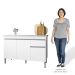 Balcão Gabinete Com Pia Inox 120cm 3 Portas e 1 Gaveta Tatiane Branco - AJL Móveis