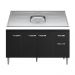 Balcão Gabinete Com Pia Inox 150cm 4 Portas e 1 Gaveta Gabriela Preto - AJL Móveis