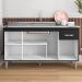 Balcão Gabinete Com Pia Inox 150cm 4 Portas e 1 Gaveta Gabriela Preto - AJL Móveis