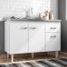 Balcão Gabinete Gabriela com Pia Inox 120cm 3 Portas Branco/Preto - AJL Móveis