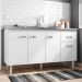 Balcão Gabinete Gabriela com Pia Inox 150cm 4 Portas Branco/Preto - AJL Móveis