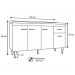 Balcão Gabinete Gabriela com Pia Inox 150cm 4 Portas Branco/Preto - AJL Móveis