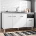 Balcão Gabinete Gabriela com Pia Inox 150cm 4 Portas Branco/Preto - AJL Móveis