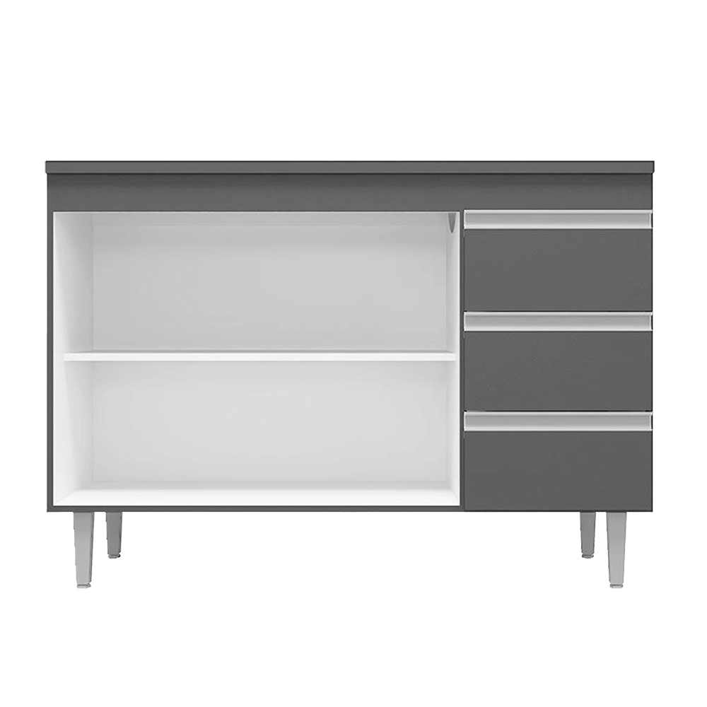 Balcão Gabinete Para Pia 100cm 2 Portas Andréia Cinza - AJL Móveis