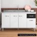 Balcão Gabinete Para Pia 150cm 4 Portas 1 Gaveta Gabriela Branco/Preto Flex - AJL Móveis