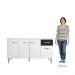 Balcão Gabinete Para Pia Sem Tampo 150cm 4 Portas e 1 Gaveta Flex Gabriela Branco/Preto - AJL Móveis