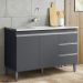 Balcão Gabinete com Pia Inox 120cm Andréia 2 Portas Cinza - AJL Móveis