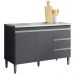Balcão Gabinete com Pia Inox 120cm Andréia 2 Portas Cinza - AJL Móveis