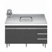Balcão Gabinete com Pia Inox 150cm Andréia 3 Portas Cinza - AJL Móveis